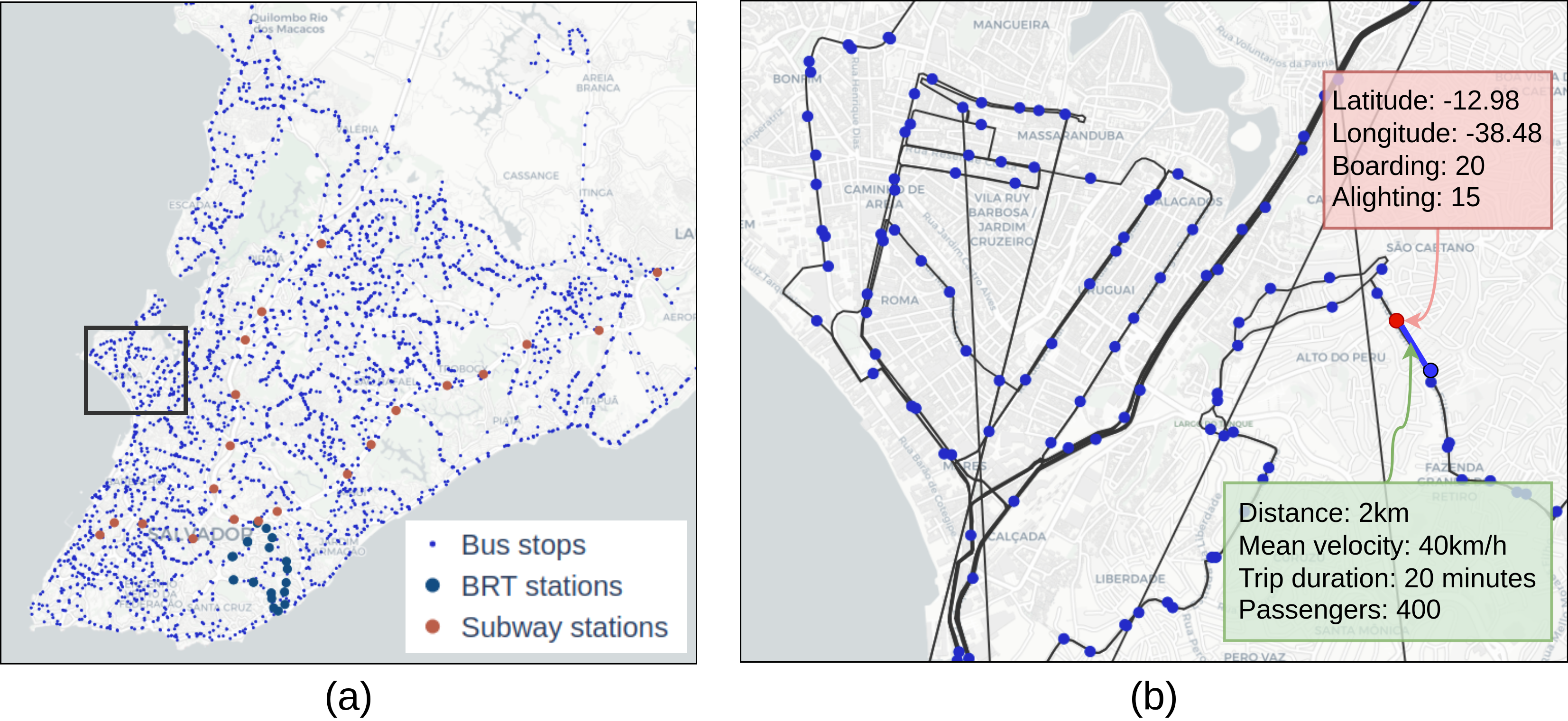 Salvador map with SUNT stops